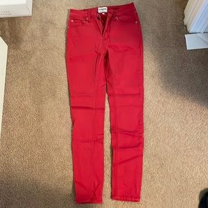 Red skinny jeans